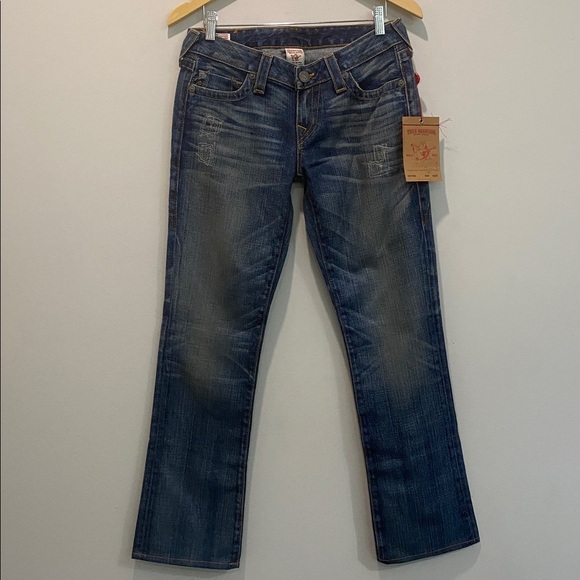 True Religion Women's Johnny Blue Low Rise Straight Leg Jeans NWT Size 28 - Picture 11 of 15